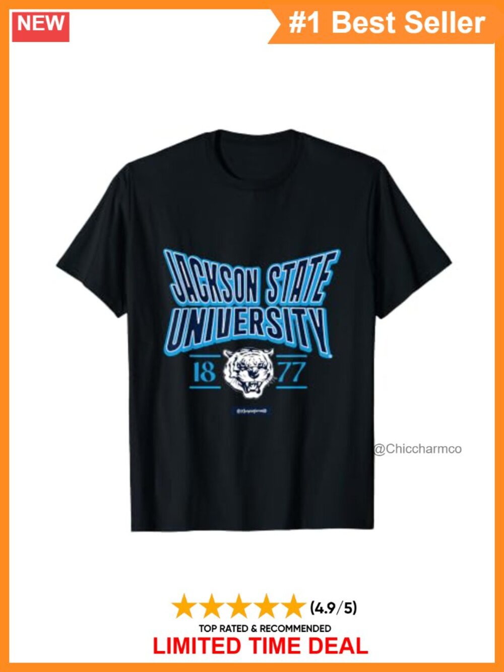 Jackson State Tigers HBCU Varsity T-Shirt Stretch Emblem Tee